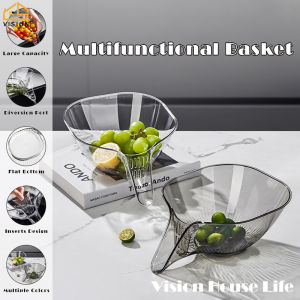 ที่กรองน้ำผัก Keranjang Tirisan อเนกประสงค์มองเห็นท่อระบายน้ำตะกร้าอาหารสะเด็ดน้ำล้างผลไม้ชามระบายน้ำเครื่องกรองเศษอาหารกระชอนครัวสำหรับพาสต้า