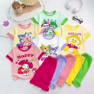 [9-26kg] Bộ tay ngắn quần lửng cho bé gái Thun Lạnh Minky Mon Dẽ Thương Mềm Mịn Thoáng Mát  đi học . mặc ỏ nhà đi học đi chơi mền mịn thoải mái