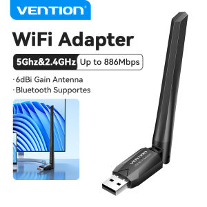 Vention USB WIFI Dongle 6dBi High Gain Antenna AC650 Network Adapter 5GHz 2.4GHz Dual Band Wifi Connector for PC Desktop Laptop Bluetooth 5.0 Supported LAN Receiver