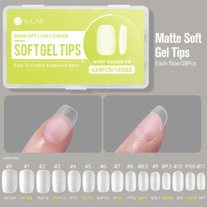 UR SUGAR 420Pcs Full Cover Press On Nail Tips Stiletto Almond Square Coffin False Fake Soak Off Gel Nail Extension Tips Capsule