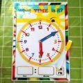 Telling time clock educational laminated for kids with marker. 