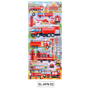 Childrens Cartoon Stickers 3D Bubble Labels Early Education Toys Boys Automobile Fire Truck Stickers Cognitive Learning Tools