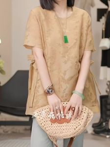 Elegant Short Sleeve T-Shirt Womens Summer Trendy New Style Heavy Work Design Simple Commute round Neck Top Trending Now