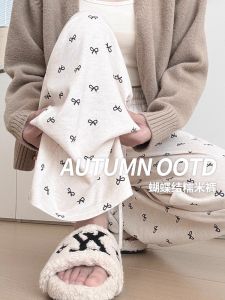 High Waist Wide Leg Pants Womens Casual Comfortable Soft White Glutinous Rice Knot Trousers Spring Autumn Korean Style