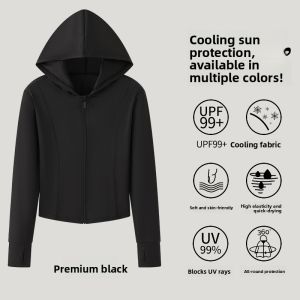 MiiOW | Ice Silk Womens Summer New Hat Outdoor Sports Coat Breathable Cool Feeling Top UV Protection Long Sleeve Zipper Closure Solid Color