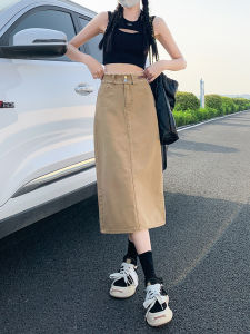 กระโปรงยีนส์ทรงเอเอวสูง ทรงเข้ารูป กระโปรงยาวคลุมเข่า ดีไซน์ใหม่ ฤดูใบไม้ผลิและฤดูใบไม้ร่วง สำหรับผู้หญิง