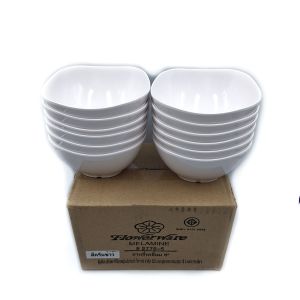 แพ็คละ612ใบ ชามสี่เหลี่ยม ถ้วยเมลามีนแท้100% ถ้วยแบ่ง ถ้วยขนมหวาน มี 2ขนาด 4.5 - 5 นิ้ว 2สี ขาว ดำ