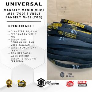 Vanbelt Mesin Cuci M31 (700) | Vbelt FanBelt M-31 (700)
