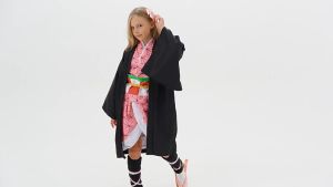 Kids Cosplay Nezuko Kimetsu No Yaiba Haori Yukata Fullset Kimono Jepang Anime Kimono Happi Kimetsu No Yaiba Demon Slayer Cosplay Costume