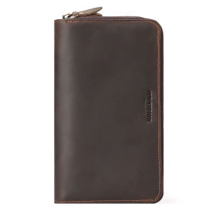 Long RFID Top Layer Cowhide Leather Genuine Leather Wallet with Drawstring Mens Money Holder Crossbody Bag in China