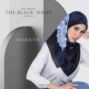 FAREHA Bawal Anti Kedut Chanella Black Series Cotton Premium - Marilyn