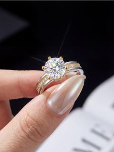 Brilliant Exquisite 2CT Moissanite Diamond Wedding Rings For Women 925 Sterling Silver Engagement Wedding Fine Jewelry