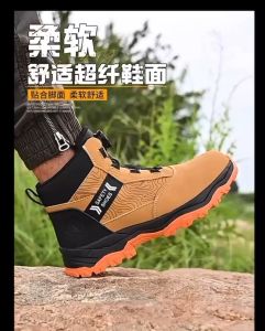 Rotary Buckle Men Work Boots Safety Steel Toe Safety Shoes Indestructible Shoes Anti-smash Puncture-Proof Work Shoes