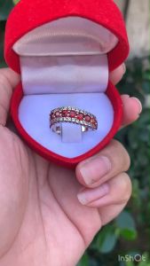 แหวนพลอยแดงแท้(Ruby) เรือนเงินแท้ 92.5% เคลือบทองคำขาว ไซส์นิ้ว 54 หรือ 7 US สินค้าส่งในกล่องเครื่องประดับ พร้อมใบรับประกัน