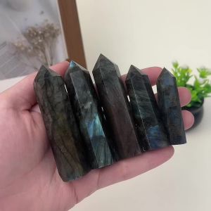 1pc Natural Crystal Stone Labradorite Point Healing Stone Home Decor Mineral Specimen Reiki Crafts Souvenir Pillar Unique Gift