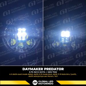 WERACE Lampu Depan 575 Inch 16 LED 75 Watt Lampu Kota Sen Sein Kuning Dus Hitam Polos D2 Kuning Putih