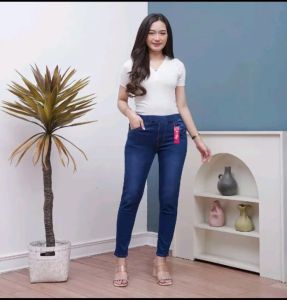 Celana Jeans Wanita - Jumbo - Premium - Pinggang Karet - Melar - Street-