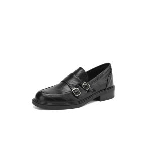 New 2025 Womens British Style Brown Loafers Fashion Single Shoes Thick Heel Retro Size 41 to 43 Comfortable Leather Shoes