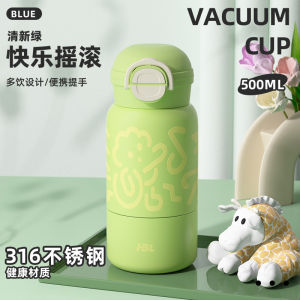 Cốc Nước Trẻ Em 2025 Cốc Nước Đi Học Mới Cốc Nhựa PP Cốc 500ml Cốc Giữ Nhiệt 12 Tiếng Cốc Cốc Trẻ Em Có Ống Hút