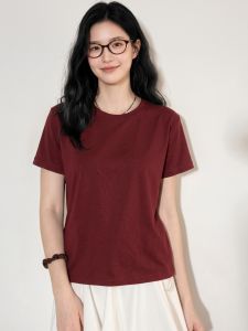 Basic House | Elegant Red Round Neck Short Sleeve T-shirt
