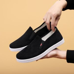 Mens Classic Beijing Style Corduroy Shoes Breathable Casual Fashionable Middle-Aged And Elderly Comfortable Rubber Sole