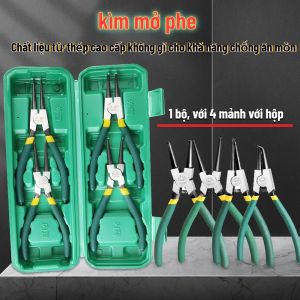 CHÍNH HÃNG - Bộ kìm mở phanh Hộp 4 chiếc Kìm mở phe trong phe ngoài Mũi cong mũi thẳng mũi đôi mũi đơn (kìm phanh)