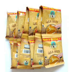 TOP COFFEE GULA AREN isi 15 x 22 g. Top Coffee Gula Aren Hitzz 3in1 instan Coffee. Netto: 22 g. minuman serbuk kopi instan rasa gula aren.
