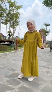 Gamis Anak Naura Airflow Hooneybee Warna Lime Size 2-10 tahun