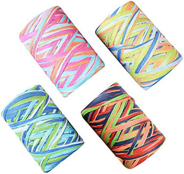 Raffia Natural Colored Raffia Paper Ribbon 80M Raffia Twine Craft Paper ...