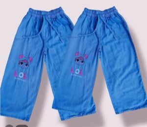 Celana kulot anak perempuan semi jeans motif karakter 6-10 tahun