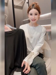 New Chinese Style White Base Shirt Women Early Autumn 2025 New Small Fashionable Anti-Aging Design Base Shirt Casual Style
