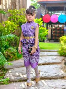 ชุดไทยเด็ก ผ้านิ่มมาก ชุดไทยเด็กผู้หญิง ชุดไทยคู่ ใส่ทำบุญ