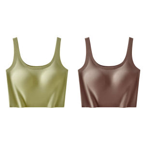 MiiOW | Ice Silk Strap Vest Womens Inner Wear Thin Slim Fit Summer Backless Base Layer With Chest Pad Underwear Short Length Top