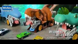 Hàng sẵn Xe khủng long biết nuốt xe con vận chuyển siêu xe có âm thanh và ánh sáng. Tặng kèm 6 xe hợp kim cao cấp