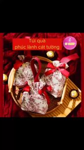 Set 5 Túi Vải Dây Rút ST GROUP đựng bánh kẹo quà tặng nhiều màu sắc hoạ tiết đặc trưng cao cấp Túi quà đẹp tiện lợi phụ kiện trang trí Lễ Tết
