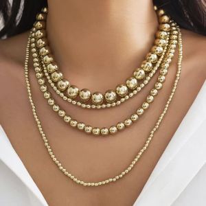 Ingemark | Exaggerated Multilayer Silver Color Big Beads Necklace for Women Luxury Punk Acrylic CCB Long Chokers Wedding Party Neck Jewelry