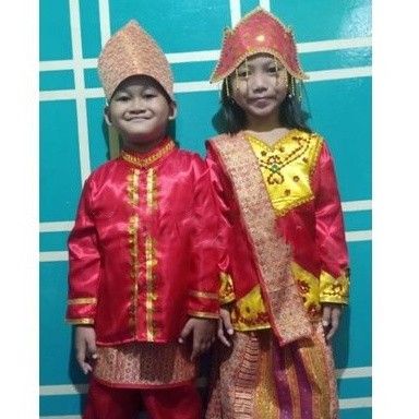 Baju adat palembang sumatera selatan anak laki dan perempuan TK SD