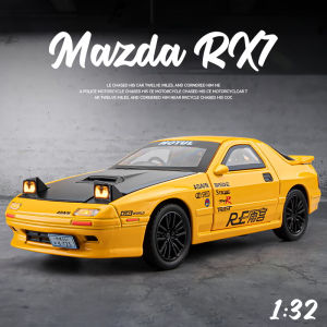 【RUM】1:32 Scale Mazda RX7 Alloy Car Model Light & Sound Effect Diecast Car Toys for Boys Birthday Gift Kids Toys Car Collection