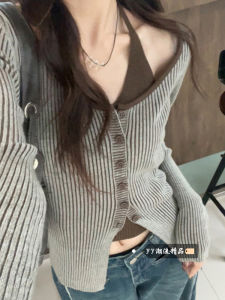 Áo Len Cardigan Cổ Chữ V Hở Vai Thời Trang Nữ Mùa Đông 2025 Phong Cách Hàn Quốc Áo Khoác Ngoài Dài Tay Ôm Vừa Vặn