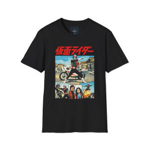 Bandai | Vintage Kamen Rider Anime Print T-Shirt Men Women Retro Style Y2k Streetwear Short Sleeve Crew Neck Loose Fit Comfortable Tops