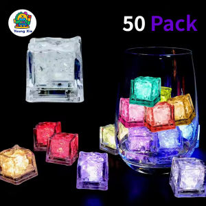50pcs Waterproof LED Ice Cubes Light Up Ice Cubes Reusable Flashing Glow Ice Cubes Liquid Sensor Glowing Ice Cubes for Drinks
