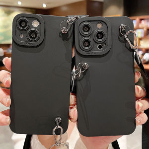 iPhone 16 15 14 13 12 Mini 11 Pro Max 6 6S 7 8 Plus X XS Max XR Solid Strap Soft Phone Case