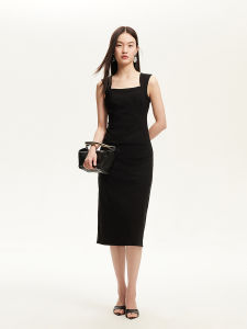 Vero Moda Elegant Square Collar Bodycon Dress Sleeveless Chiffon Nylon Spandex Blend Spring Autumn Work Commute Casual Date