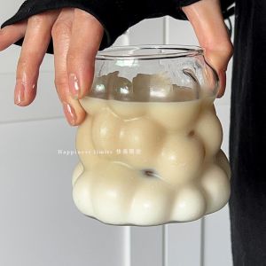 Heat Resistant High Borosilicate Glass Grape Design Coffee Cup with Handle Milk Latte Water Juice Glass Cup Nordic Style