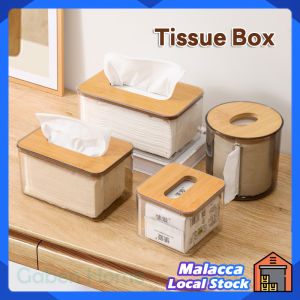 Transparent Tissue Box Wooden Lid Toilet Paper Holder Roll Tissue Box Desktop Container Rectangle Tissue Storage Box 紙巾收納盒