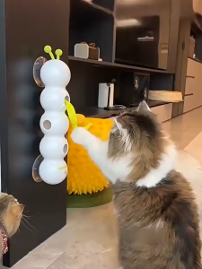 USB Rechargeable Cat Caterpillar Toy Suction Cup Intelligent Sensing Cat Teasing Stick with Tail Automatic Interactive Cat Toy