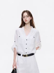 Old Money Style Elegant Design Summer Cotton and Linen Shirt Long Sleeve