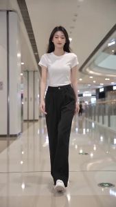 Women’s Wide Leg Pants Women Korean Style High Waist Black Trouser Office Ladies Fashion Loose Grey Suit Trousers Streetwear