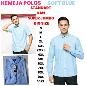 kemeja polos dewasa kerja kantor soft blue biru muda / biru langit lengan panjang size standart jumbo S M L XL XXL XXXL 4XL 5XL 6XL 7XL 8XL 9XL 10XL