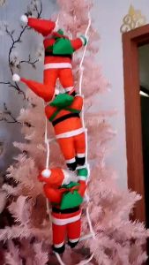 Msia (Ready Stock) Christmas Santa Claus Climbing On Rope Ladder for Xmas Trees Decor Decoration Hanging Window Display